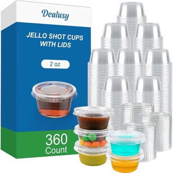 Set 2 oz Jello Shot Cups with Lids, Sturdy & Food Safe Disposable Plastic - Picture 1 of 8